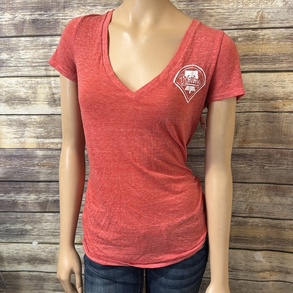 Victoria's‎ Secret PINK Philadelphia Phillies Baseball Burnout Tee M Strike Out - Picture 1 of 3
